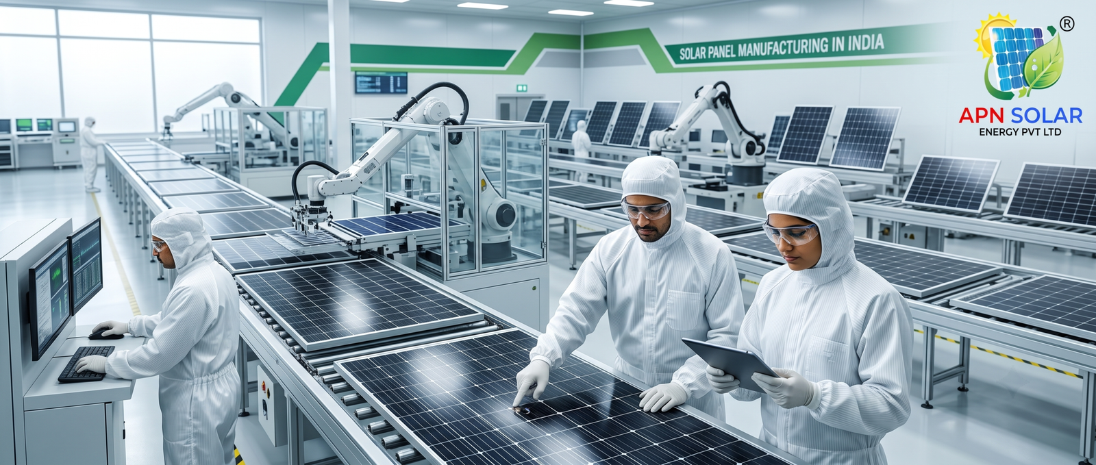 Solar panel manufacturing facility with photovoltaic modules in India