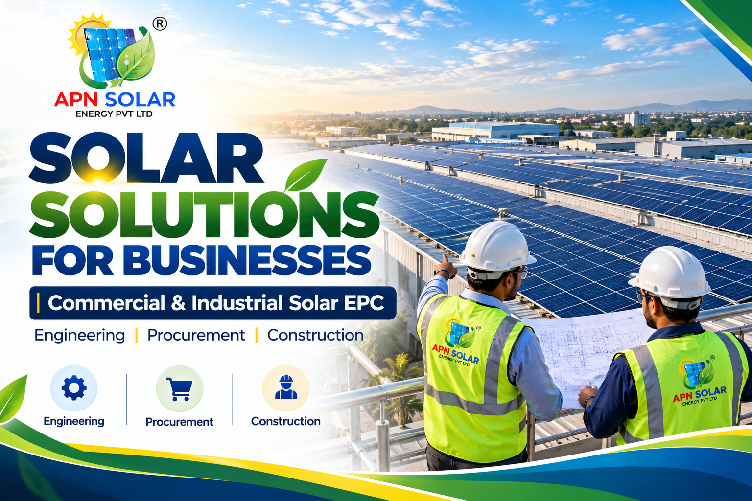 Industrial rooftop solar panels illustrating commercial and industrial solar EPC solutions by APN Solar.